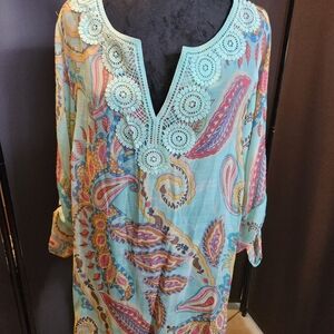 Zac & Rachel Teal Paisley Tunic